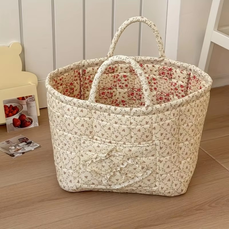 Foldable Rural Flower Storage Basket – Large Capacity Fashionable Laundry Bin with Durable Acrylic Design