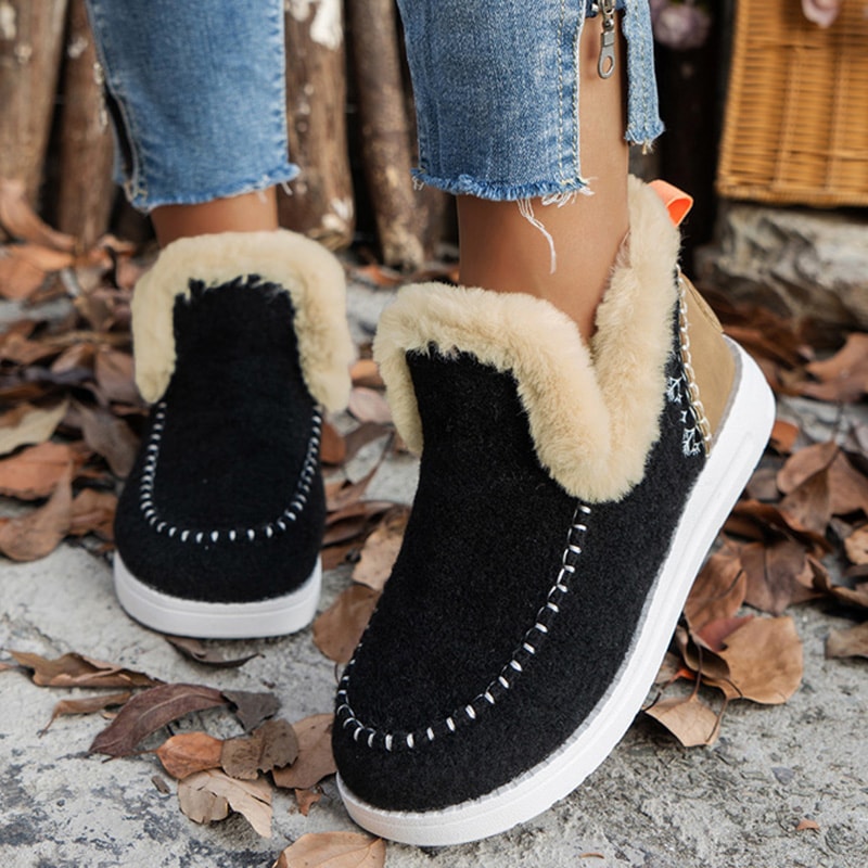 Plush Womens Winter Boots Casual Ankle Shoes Snow Platform Footwear 2