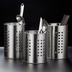stainless steel chopstick holder & perforated utensil drying rack for kitchen cutlery storage