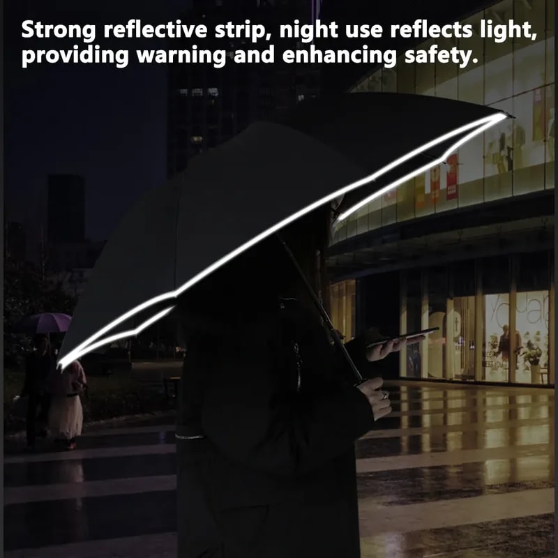 Fully Automatic Folding Umbrella With LED Flashlight UV Protection Waterproof Wind Resistant And 4