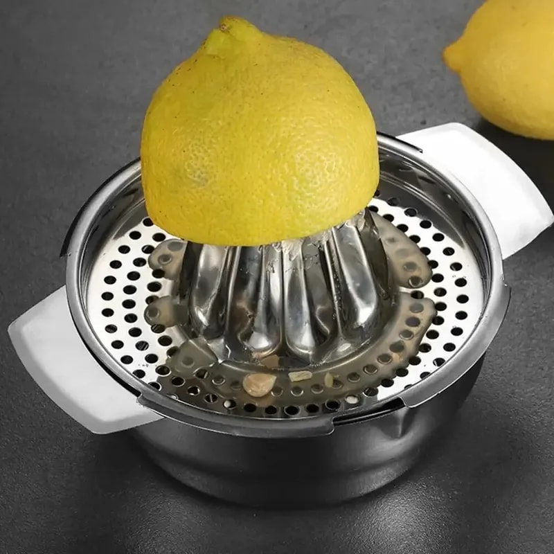 Portable Stainless Steel Lemon Squeezer And Juicer With Bowl Container Easy To Use For Oranges Lem 3