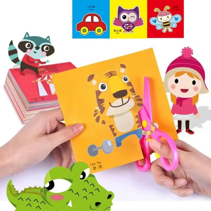 Handmade Paper Cut Book for Kids – DIY Cartoon Scrapbooking Art Toys & Learning Gift for Children