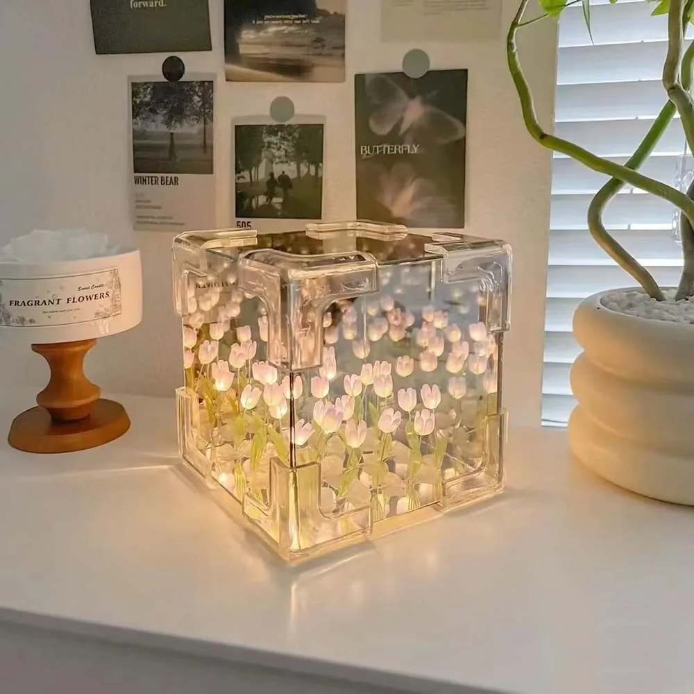 Creative DIY Tulip Flower Sea Cube Night Lamp Kit for Couples & Girlfriends