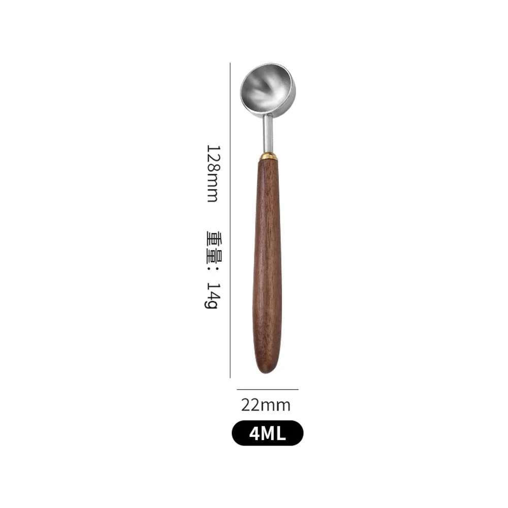 Walnut Wood Coffee Scoop - Stainless Steel Measuring Spoon with Long Handle