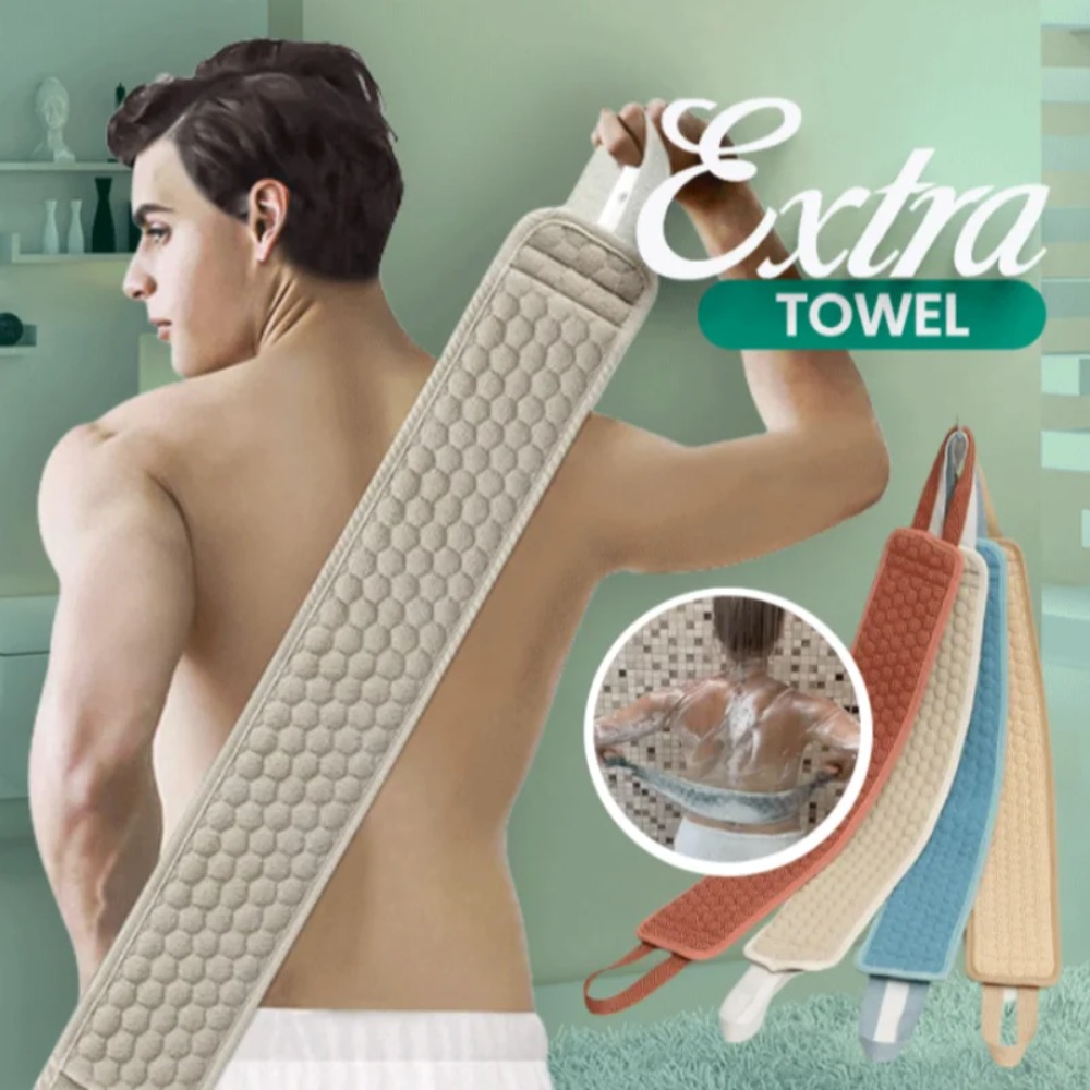Shower Exfoliating Back Scrubber – Korean Body Washcloth with Pull Strap, Deep Mud Clean Towel Glove for Smooth Skin