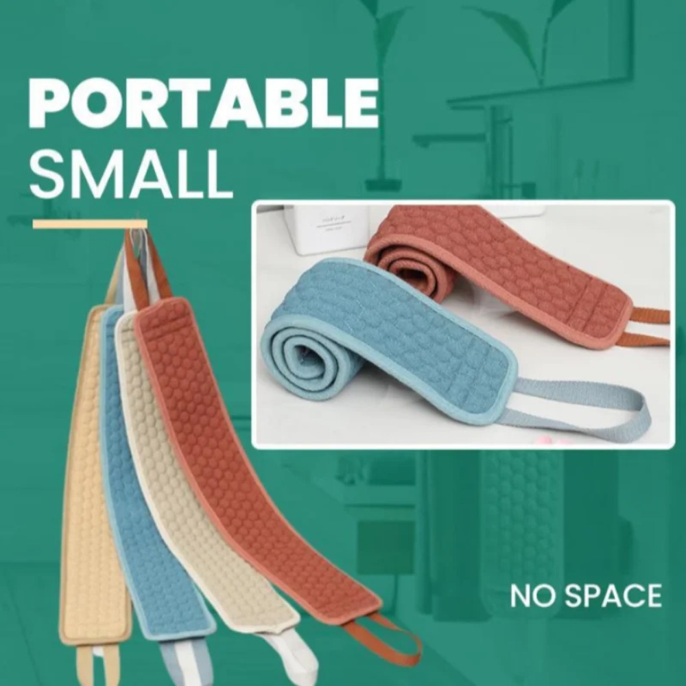 Shower Exfoliating Back Scrubber – Korean Body Washcloth with Pull Strap, Deep Mud Clean Towel Glove for Smooth Skin