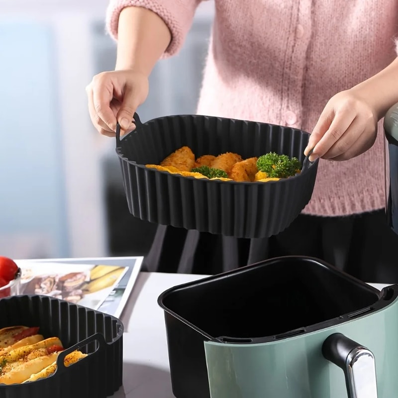Reusable Air Fryer Silicone Liners – Non-Stick Basket Mat for Air Fryers, Oven & Microwave Safe