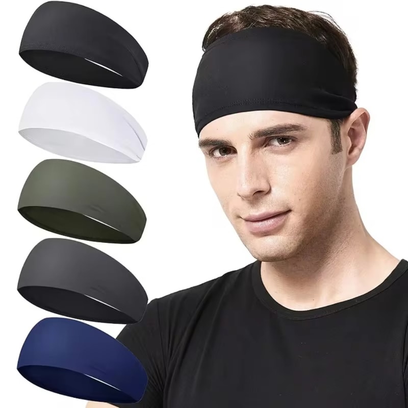 Solid Color Sports Headbands, Elastic Non-Slip Quick-Dry Sweatband for Yoga, Fitness, and Workout – Unisex Hair