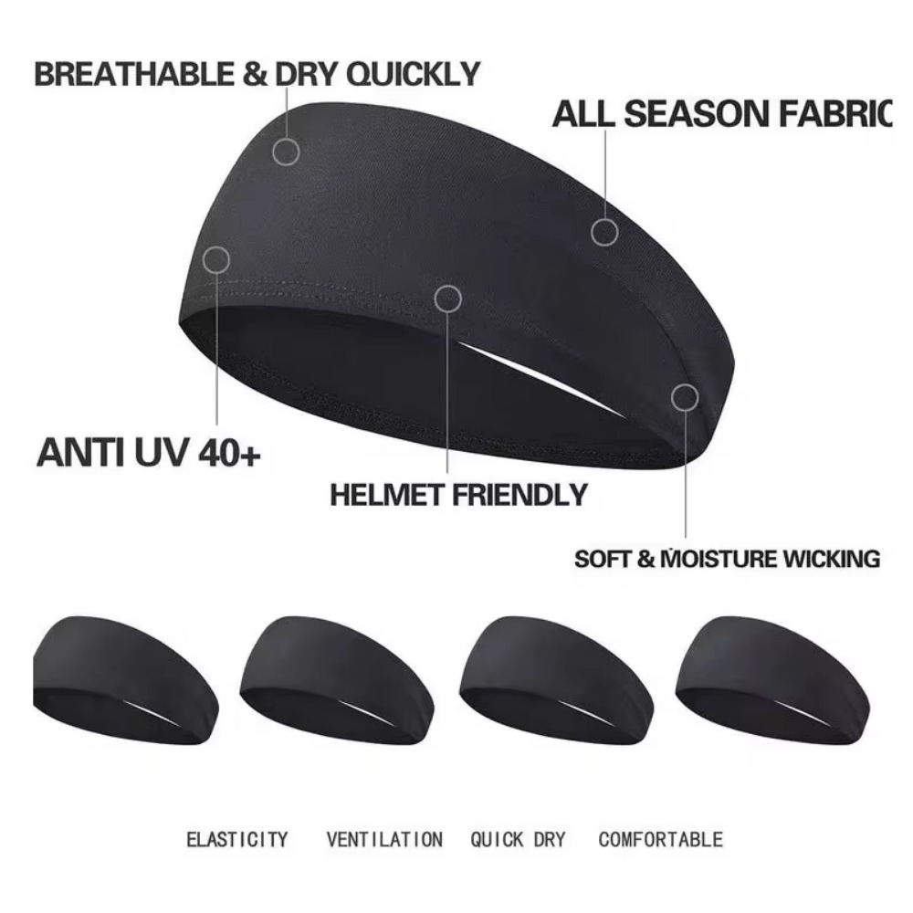 Solid Color Sports Headbands, Elastic Non-Slip Quick-Dry Sweatband for Yoga, Fitness, and Workout – Unisex Hair