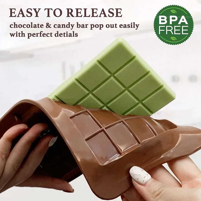 Silicone Chocolate Bar Molds for Fondant & Protein Bars – BPA Free, Non-Stick, Easy Release Mould for Handmade Gifts