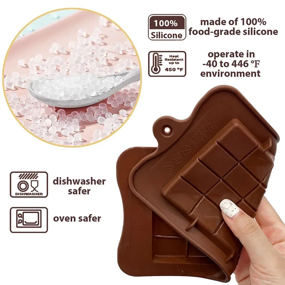 Silicone Chocolate Bar Molds for Fondant & Protein Bars – BPA Free, Non-Stick, Easy Release Mould for Handmade Gifts