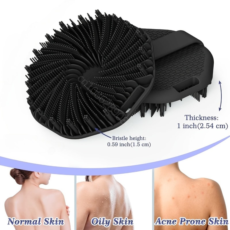 Soft Silicone Back Scrub Brush With Handle Exfoliating Bath Sponge For Skin Massaging 5