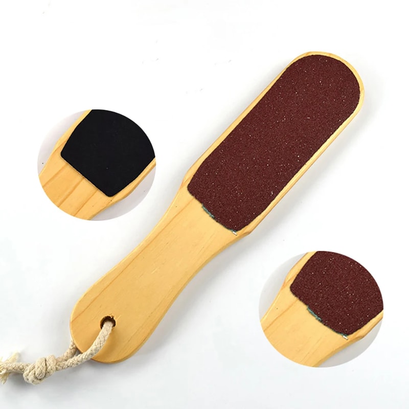 Double-Sided Foot File & Pedicure Tool – Callus Remover with Wooden Handle for Feet Care, Dead Skin & Foot Scrubber