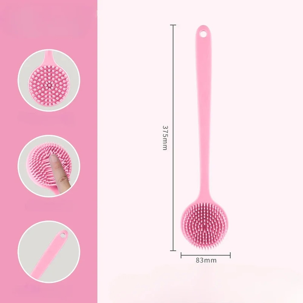 DoubleSided Silicone Back Scrubber With Long Handle Shower Massage And Exfoliating Body Bath Brush 9