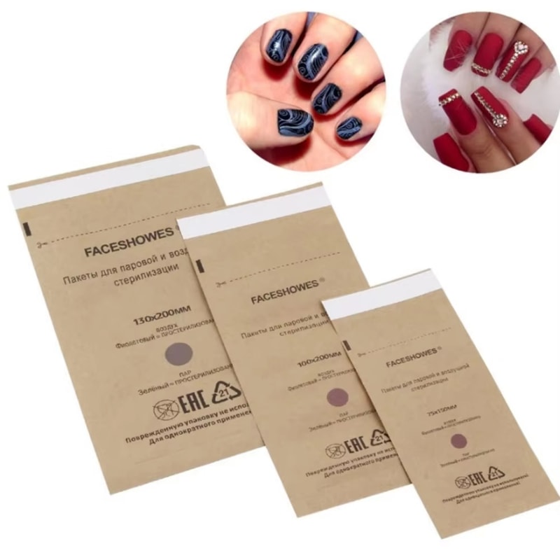 Nail Sterilizer Bags for Manicure – Disposable Nail Art Sterilization & Disinfection Tool, Kraft Bag for Clean and Safe