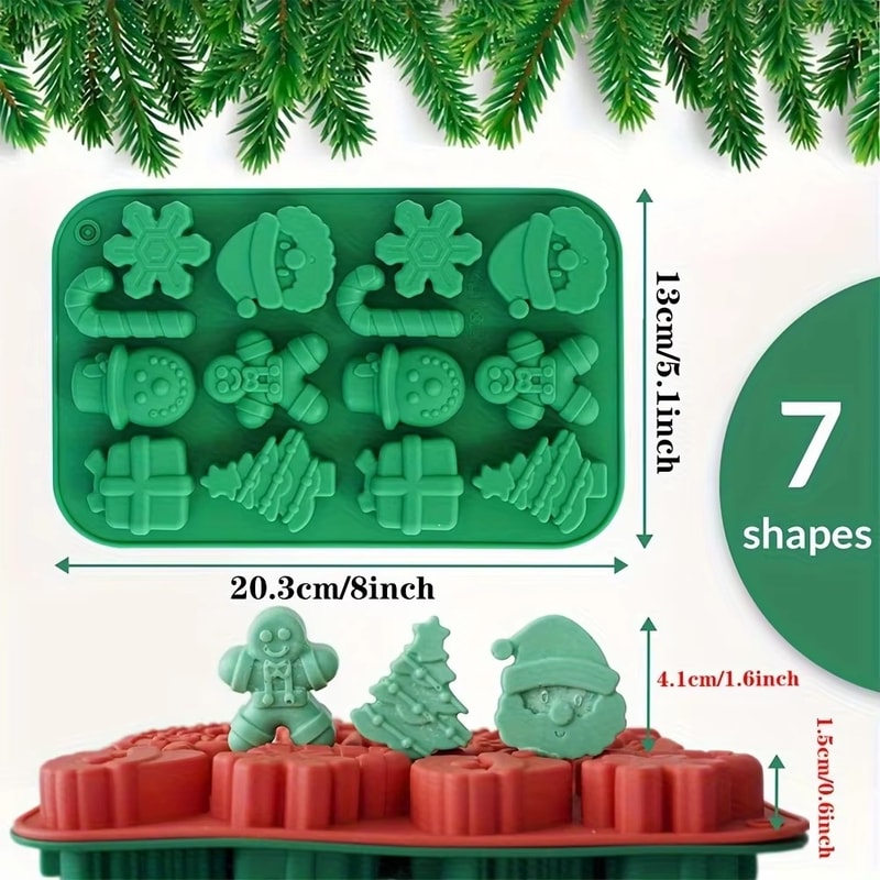 Silicone Christmas Chocolate Molds – Snowflake, Xmas Tree, Gingerbread Man, Candy, Cookie Moulds for DIY Baking and New