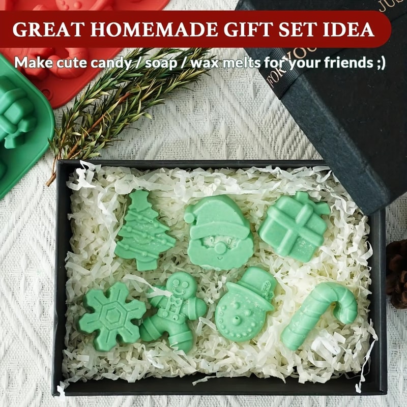 Silicone Christmas Chocolate Molds – Snowflake, Xmas Tree, Gingerbread Man, Candy, Cookie Moulds for DIY Baking and New