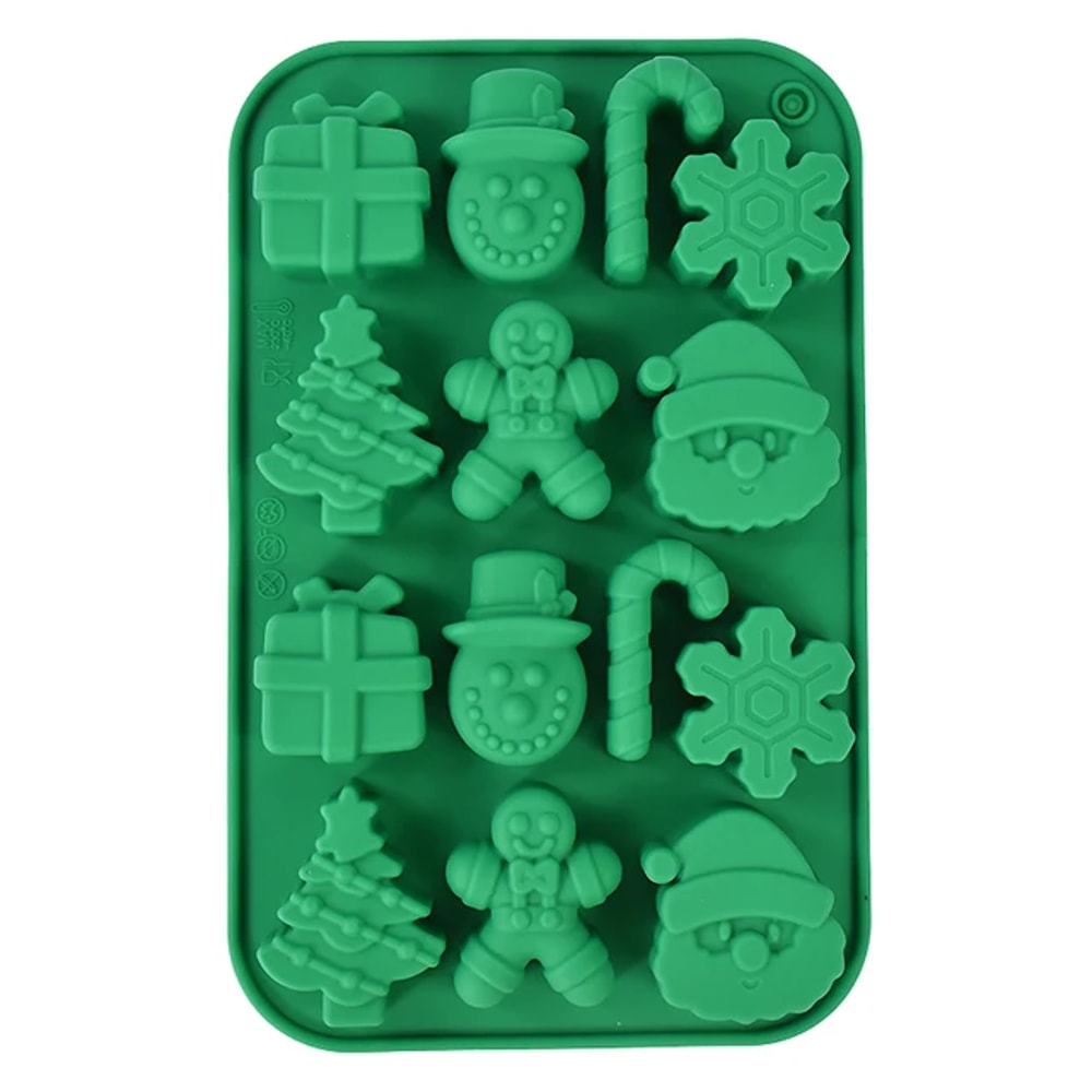 Silicone Christmas Chocolate Molds – Snowflake, Xmas Tree, Gingerbread Man, Candy, Cookie Moulds for DIY Baking and New