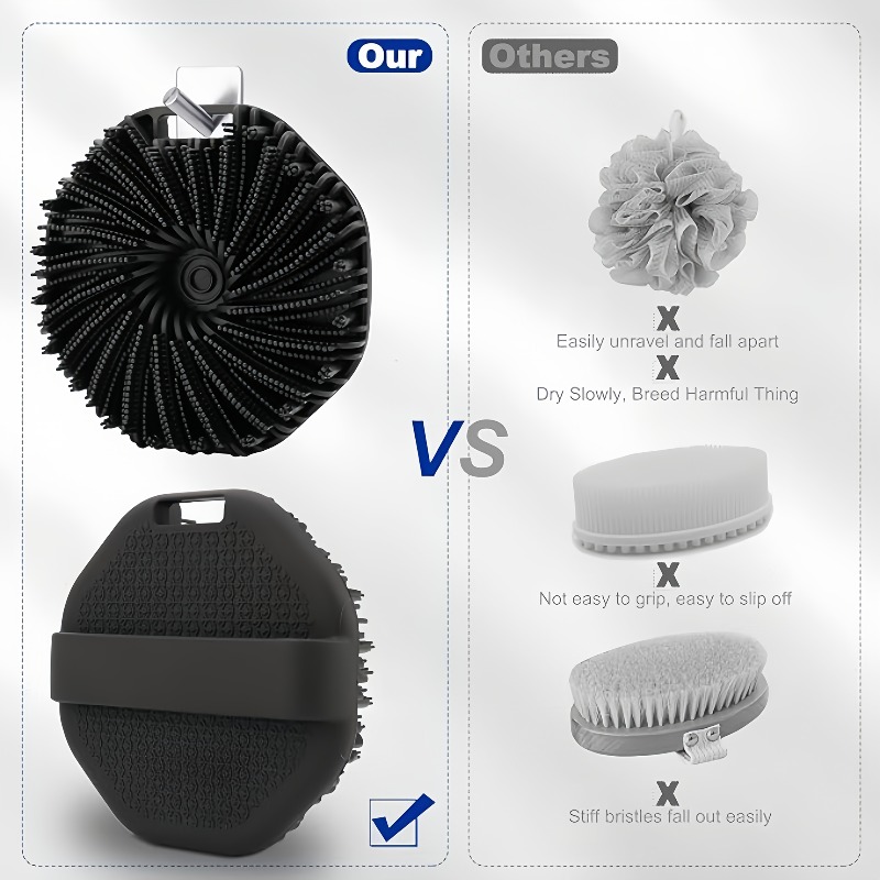 Silicone Bath Brush Set – Long Handle, Exfoliating Massage Brushes for Body, Back, and Face