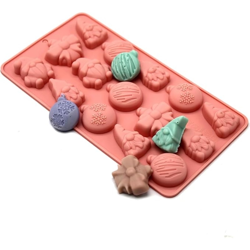 Christmas Silicone Mold Cake Chocolate Candy Maker – Snowflake, Tree, Santa & Snowman Shapes for DIY Baking