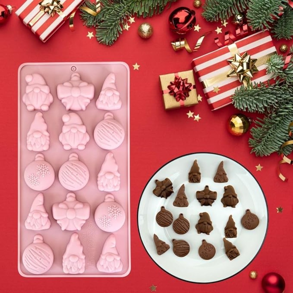 Christmas Silicone Mold Cake Chocolate Candy Maker – Snowflake, Tree, Santa & Snowman Shapes for DIY Baking