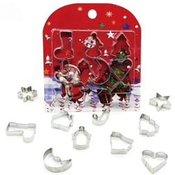stainless steel christmas cookie cutters set - tree, star, snowflake, bell, snowman, love & house shapes