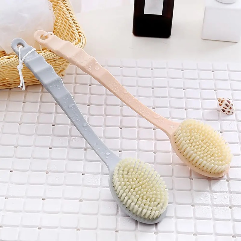 Long Handle Body Scrub Brush – Exfoliating Bath Brush for Soft Skin