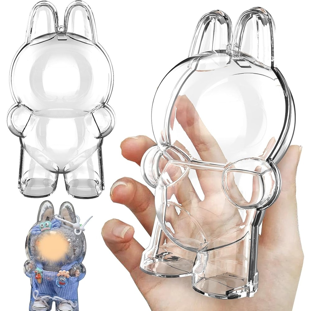 Protective Case For Labubu PVC Storage Box With Keychain Dustproof Scratchresistant Collector Dis 5