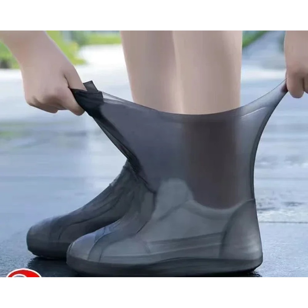 Pair Waterproof Latex Shoe Covers Reusable NonSlip Rain Boot Protectors For Unisex Walking Shoes 4