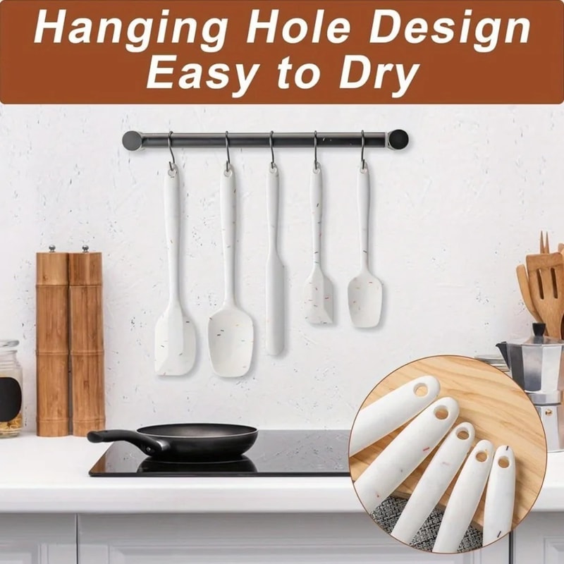 Silicone Spatula Set - Heat Resistant, Non-Stick, Food-Grade Kitchen Utensils for Baking, Cooking, and Mixing