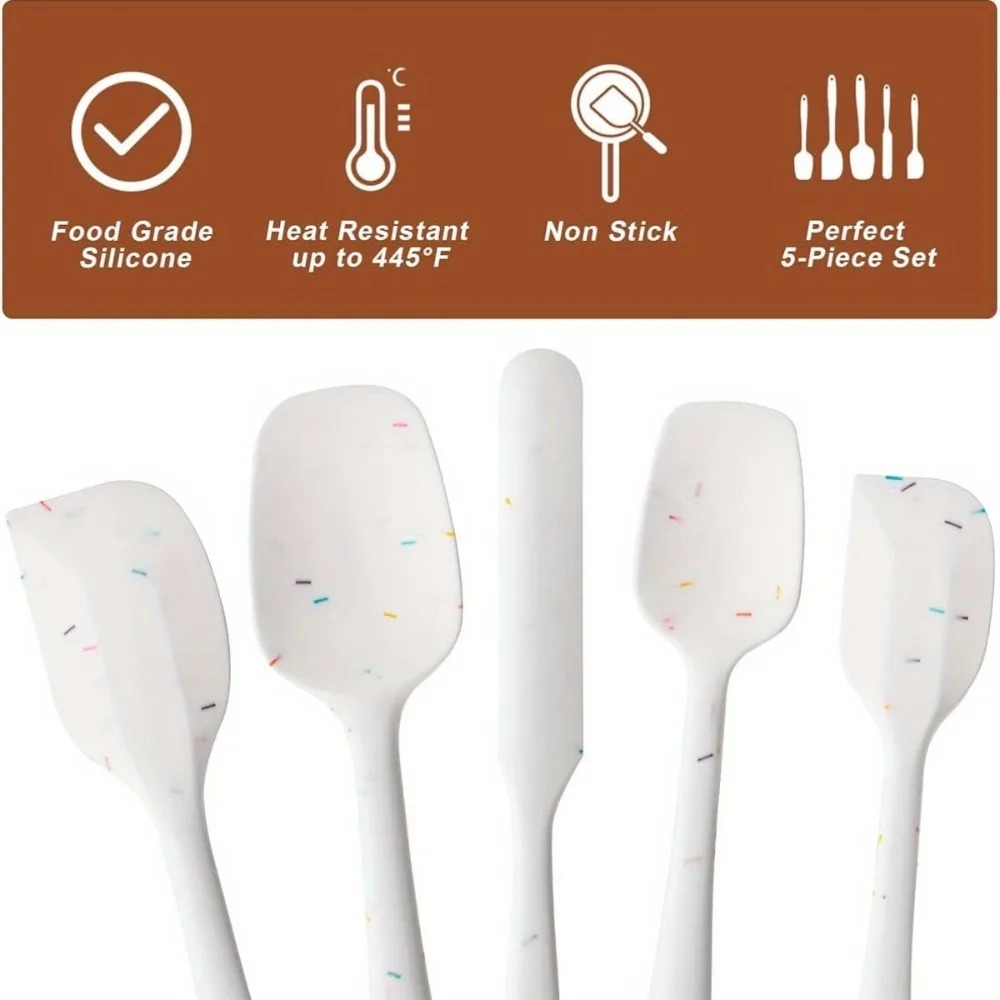 Silicone Spatula Set - Heat Resistant, Non-Stick, Food-Grade Kitchen Utensils for Baking, Cooking, and Mixing