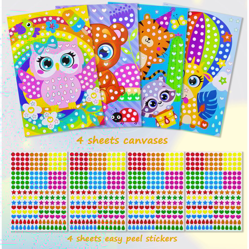 Children Dot Coloring Book DIY Color Dot Cartoon Animal Drawing Mosaic Puzzle Stickers Creative E 1