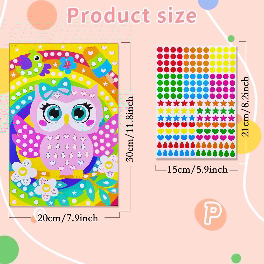 Children Dot Coloring Book DIY Color Dot Cartoon Animal Drawing Mosaic Puzzle Stickers Creative E 3