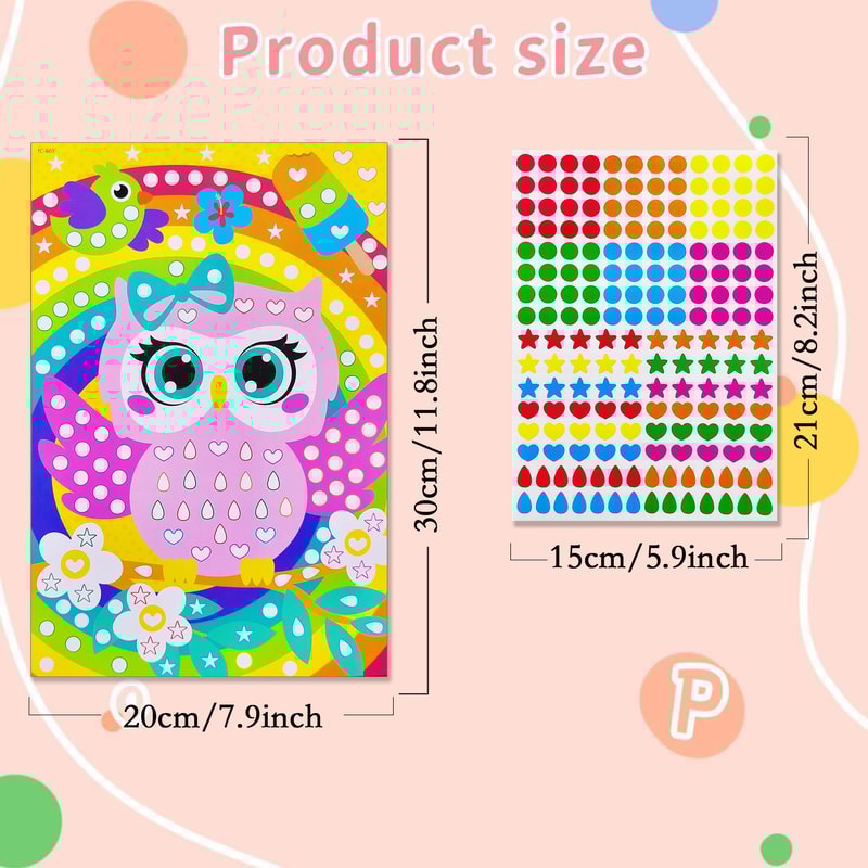 Children Dot Coloring Book DIY Color Dot Cartoon Animal Drawing Mosaic Puzzle Stickers Creative E 3