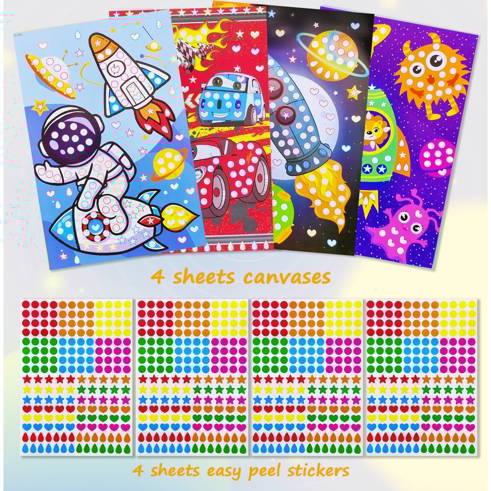 Children Dot Coloring Book DIY Color Dot Cartoon Animal Drawing Mosaic Puzzle Stickers Creative E 8