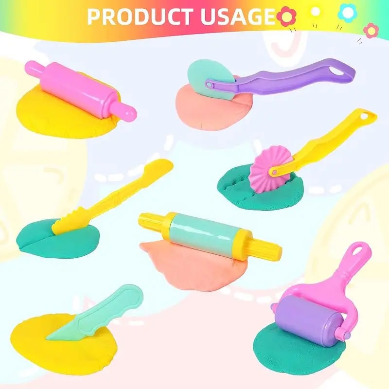 Play Dough Accessories Set For Kids Molds Cutters Rolling Pins Clay Tools 2