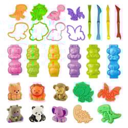play dough molds kit for kids – lion, monkey, dinosaur plasticine moulds for creative diy clay play