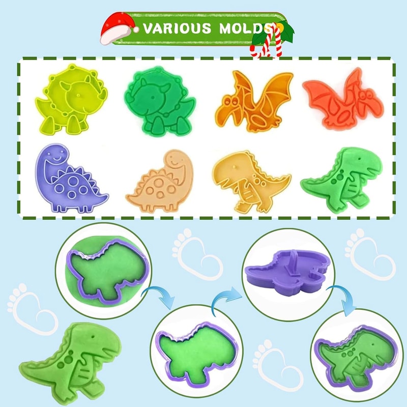 Play Dough Molds Kit For Kids Lion Monkey Dinosaur Plasticine Moulds For Creative DIY Clay Play 2