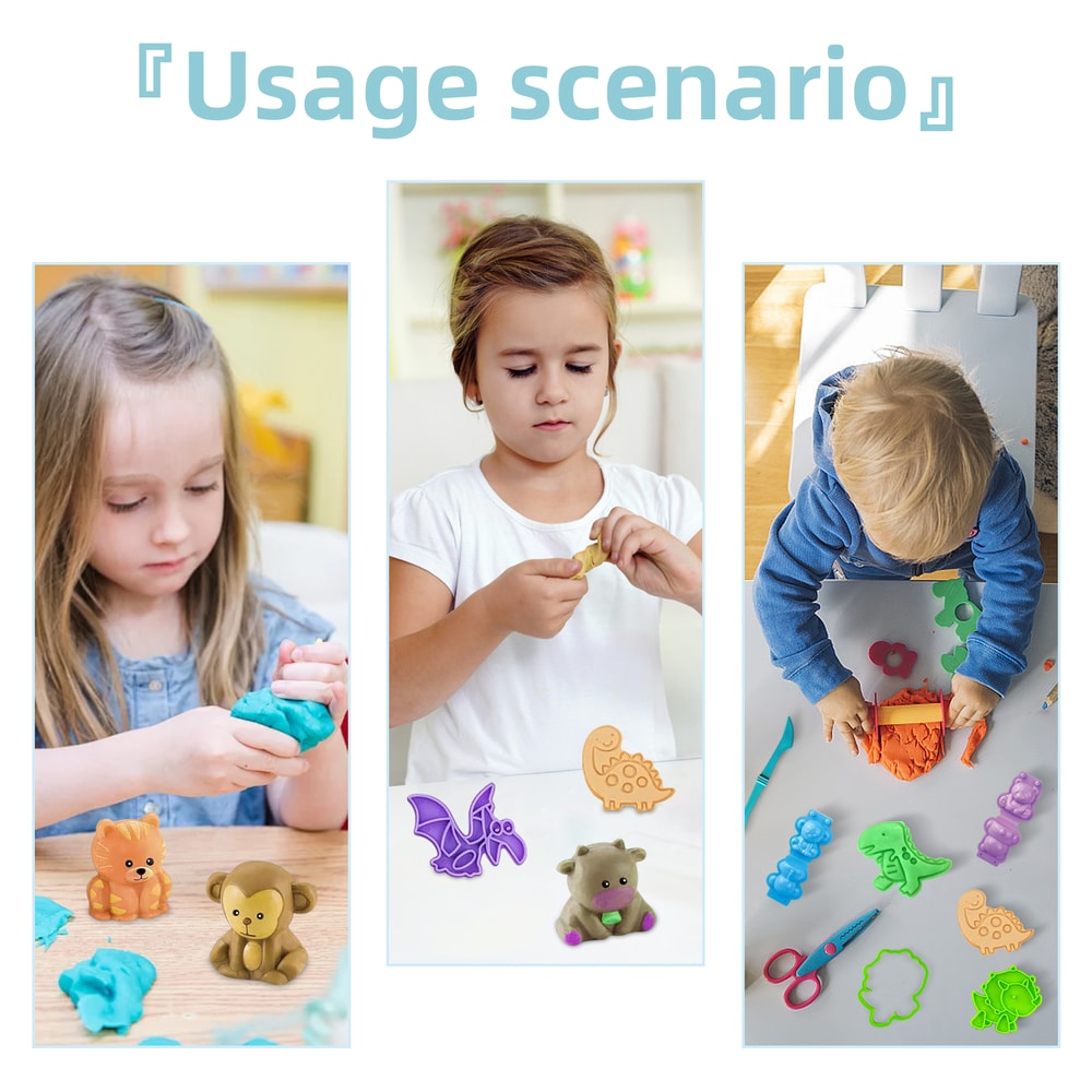 Play Dough Molds Kit For Kids Lion Monkey Dinosaur Plasticine Moulds For Creative DIY Clay Play 3