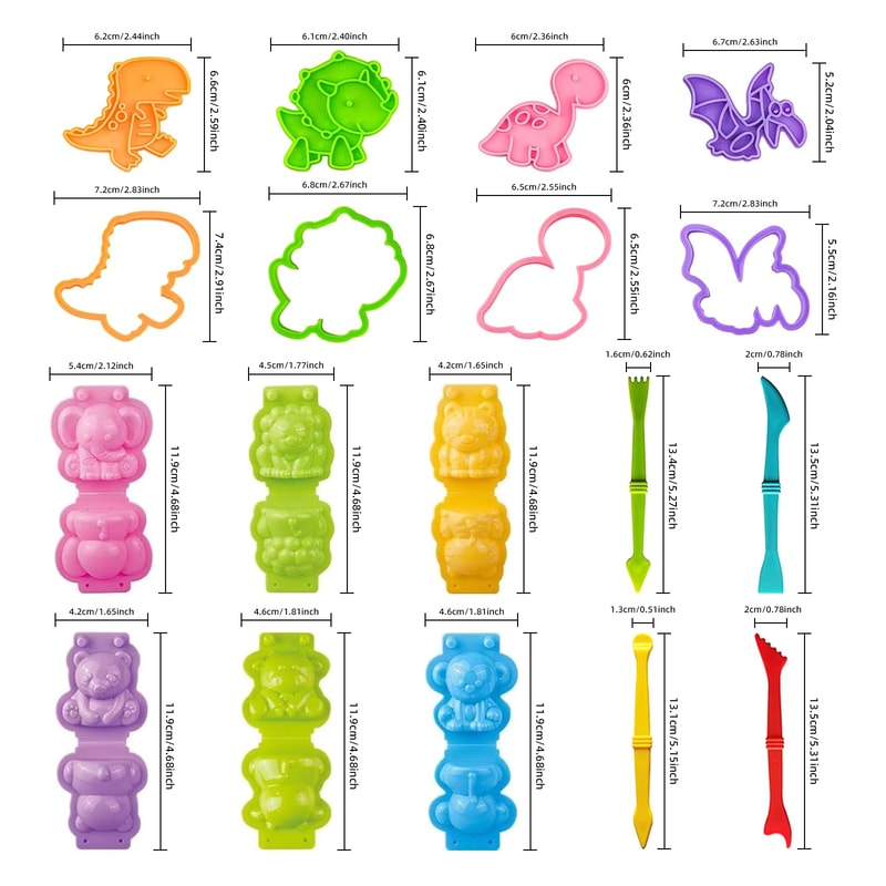 Play Dough Molds Kit For Kids Lion Monkey Dinosaur Plasticine Moulds For Creative DIY Clay Play 4