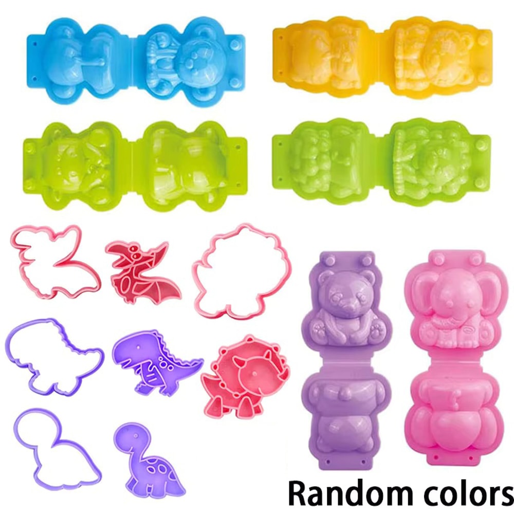 Play Dough Molds Kit For Kids Lion Monkey Dinosaur Plasticine Moulds For Creative DIY Clay Play 8