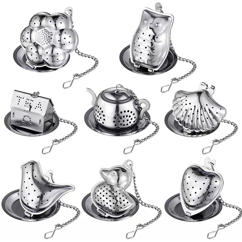 Creative Owl Shaped Stainless Steel Tea Filter with Chain – Bird and Duck Tea Strainer for Small Teapot