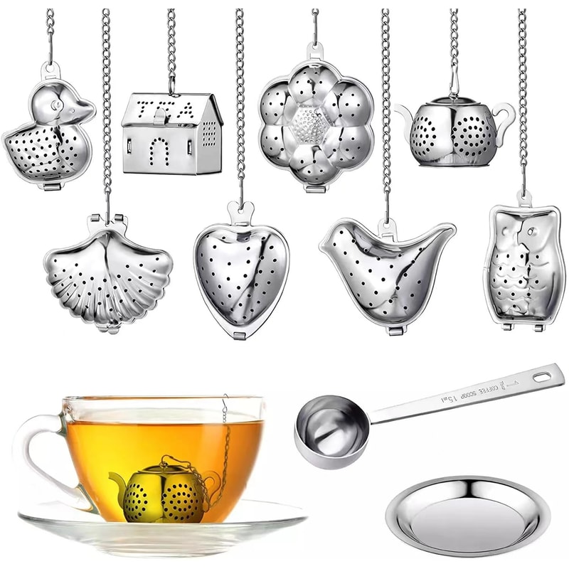 Creative Owl Shaped Stainless Steel Tea Filter with Chain – Bird and Duck Tea Strainer for Small Teapot