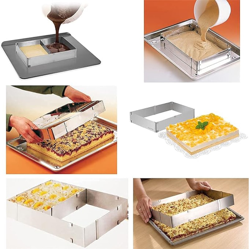 Adjustable Stainless Steel Rectangular Cake Mold Ring For Perfect Pastry Creations 1