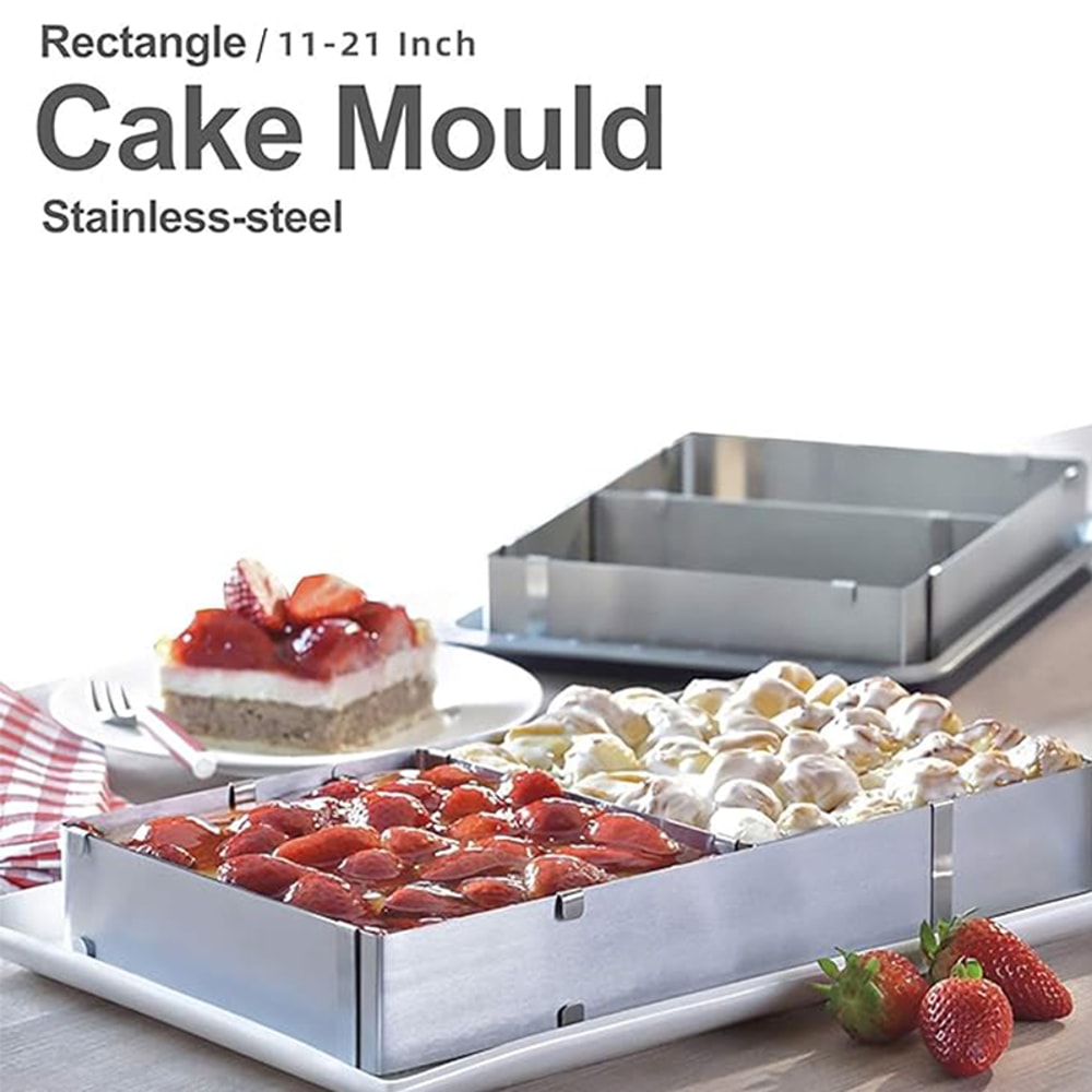 Adjustable Stainless Steel Rectangular Cake Mold Ring For Perfect Pastry Creations 2