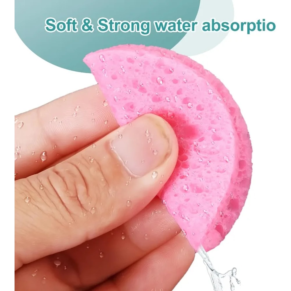 Pack Natural Wood Pulp Compress Face Wash Puff for Soft Cleansing