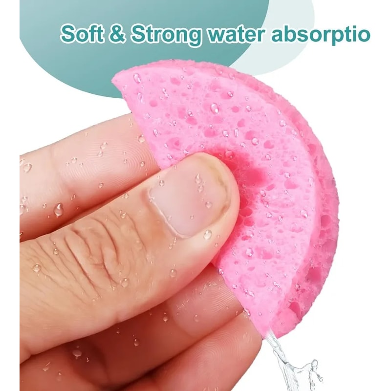 Pack Natural Wood Pulp Compress Face Wash Puff for Soft Cleansing