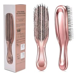 japanese premium scalp massager & detangling brush - rose gold hair cleaning comb