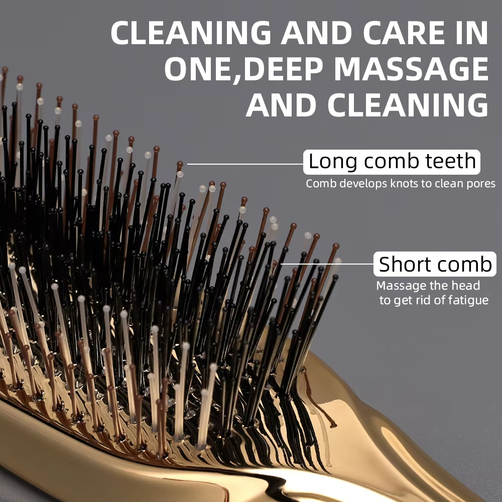 Japanese Premium Scalp Massager & Detangling Brush - Rose Gold Hair Cleaning Comb