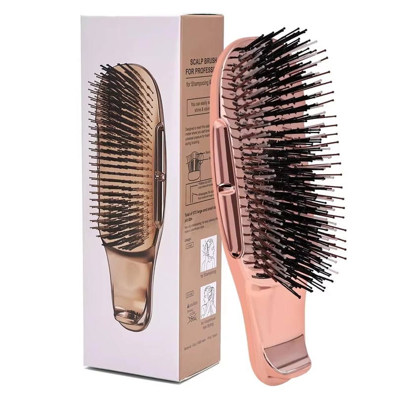 Japanese Premium Scalp Massager & Detangling Brush - Rose Gold Hair Cleaning Comb
